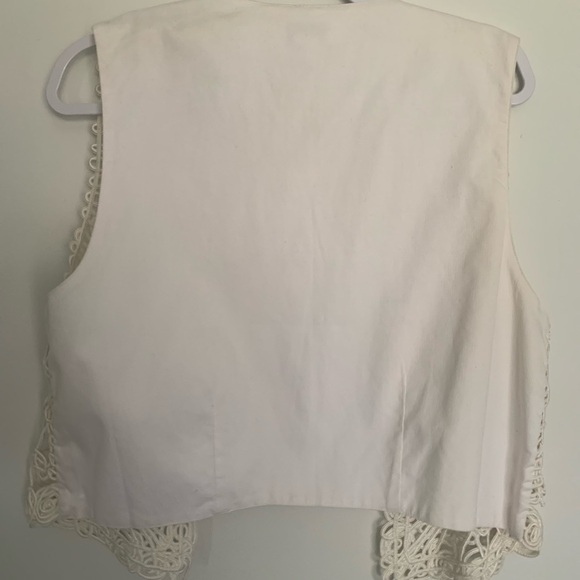 Vintage hippie crochet vest boho festival hippie Y2K off white floral Large - Picture 4 of 7